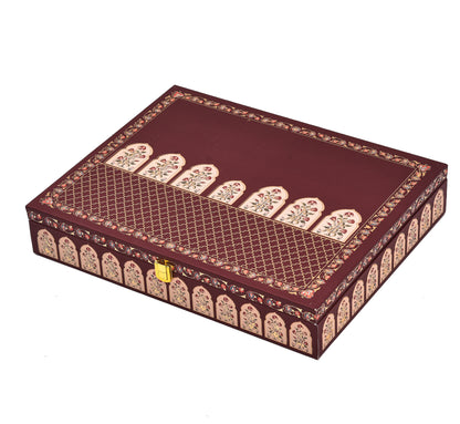 Red Blossom Theme Wooden Bhaji Box | Premium Shagun & Wedding Gift Box