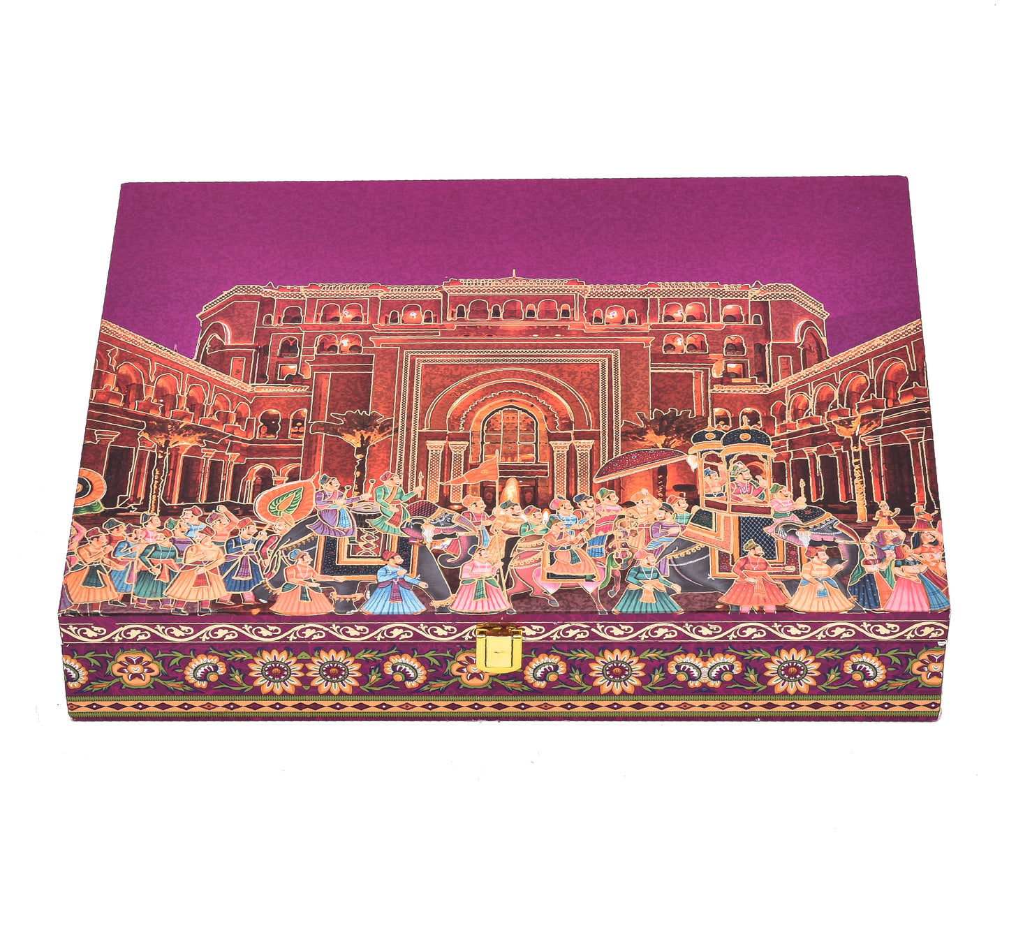 Grand Darbar Theme Wooden Bhaji Box  | Premium Shagun & Wedding Gift Box