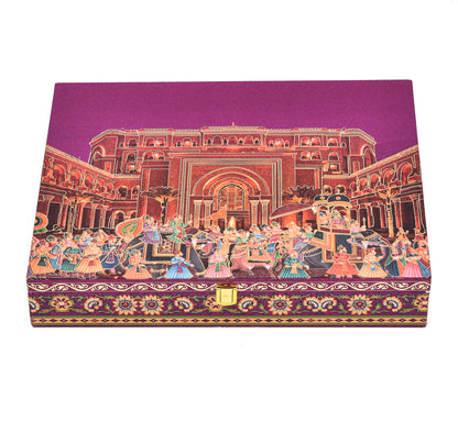 Grand Darbar Theme Wooden Bhaji Box  | Premium Shagun & Wedding Gift Box