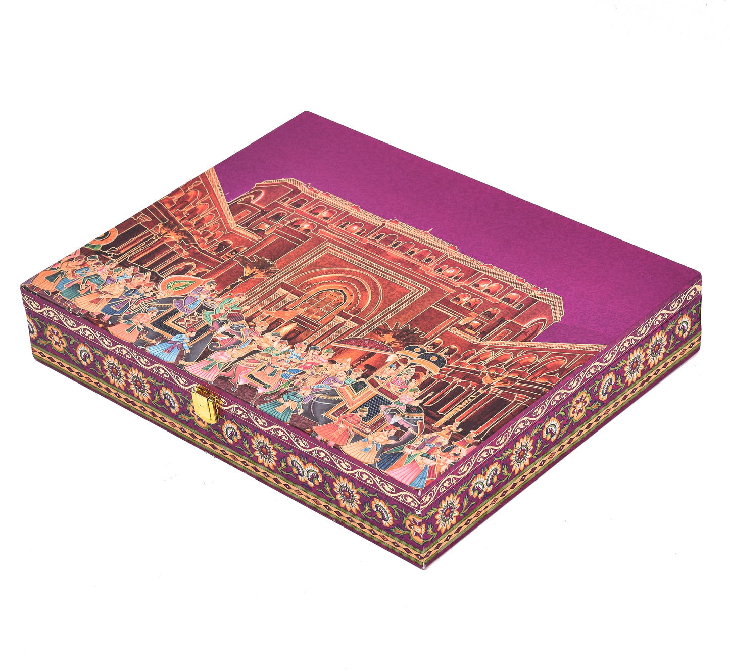 Grand Darbar Theme Wooden Bhaji Box  | Premium Shagun & Wedding Gift Box