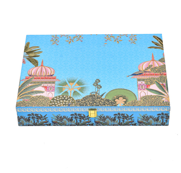 Mor Mahal Theme Wooden Bhaji Box  | Premium Shagun & Wedding Gift Box