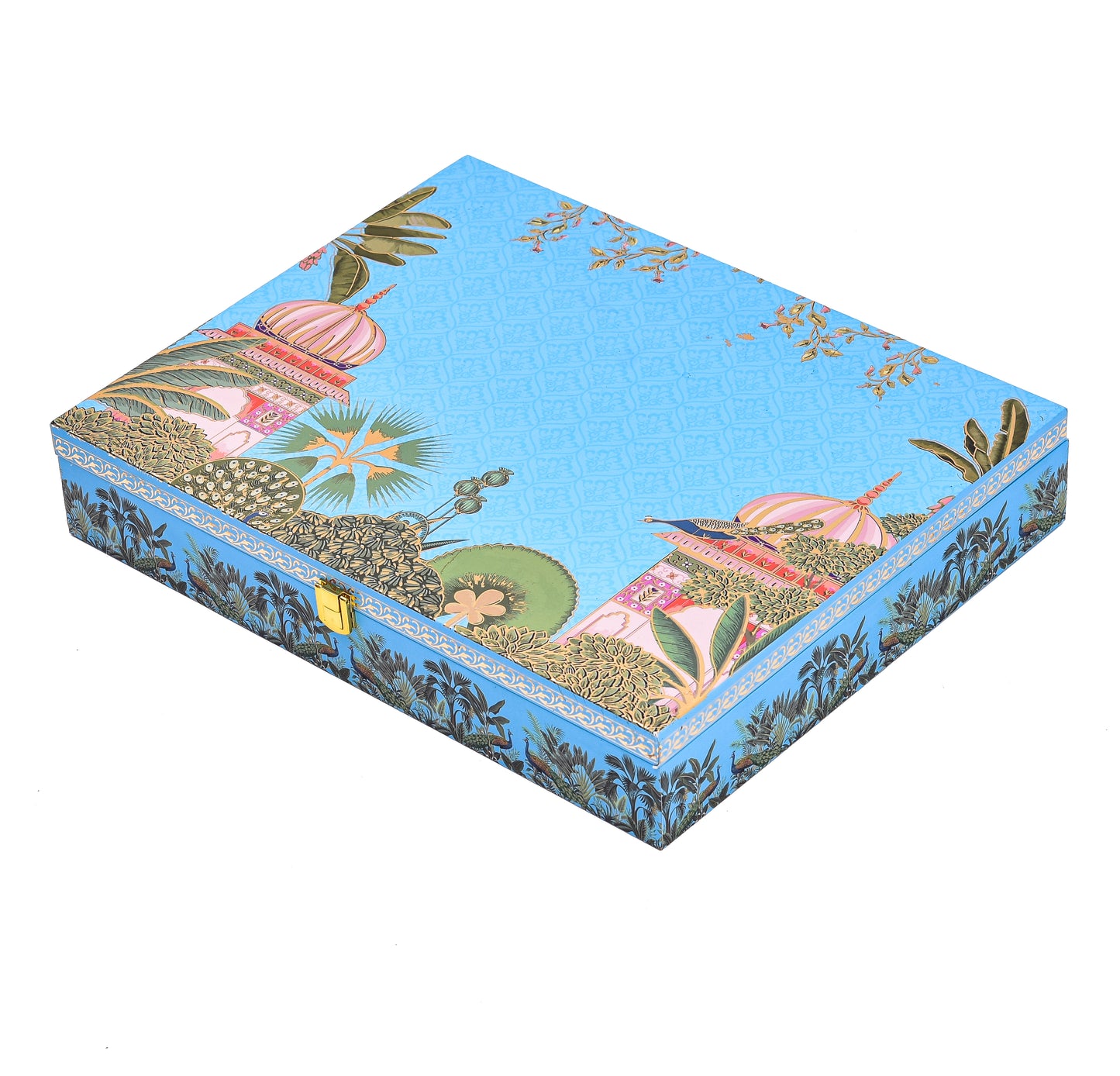 Mor Mahal Theme Wooden Bhaji Box  | Premium Shagun & Wedding Gift Box