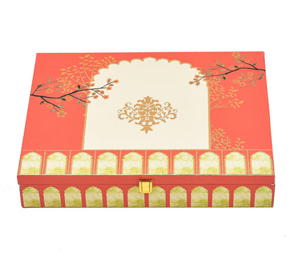 Floral Haven Theme Wooden Bhaji Box  | Premium Shagun & Wedding Gift Box