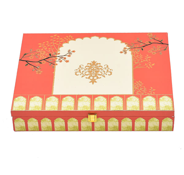 Floral Haven Theme Wooden Bhaji Box  | Premium Shagun & Wedding Gift Box