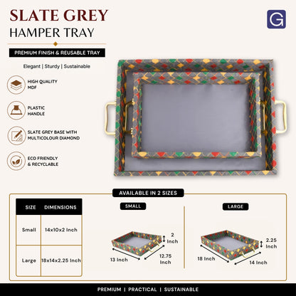 Slate Grey Multicolor Border Tray