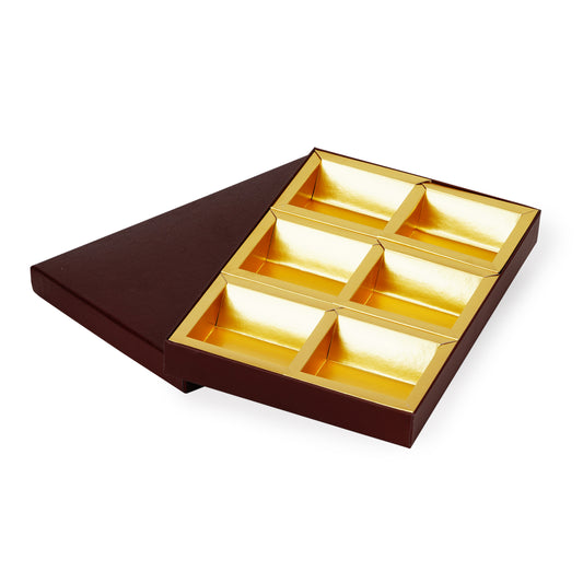 6 Partitions Dryfruit Box Brown Grownex Packaging Dry Fruit Box