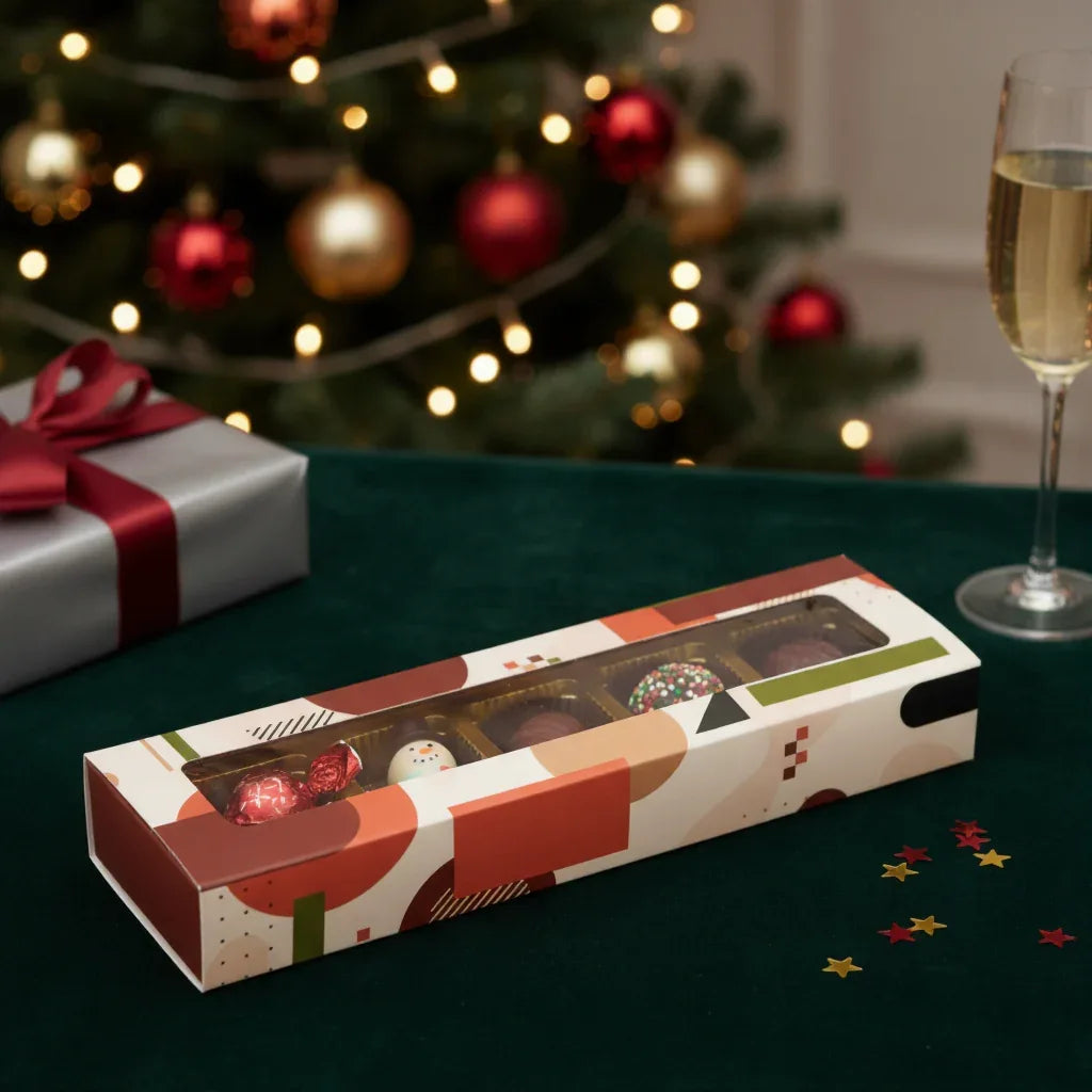 5 Cavity Folding Chocolates packing Box - Beige | Grownex Packaging | Chocolate Box