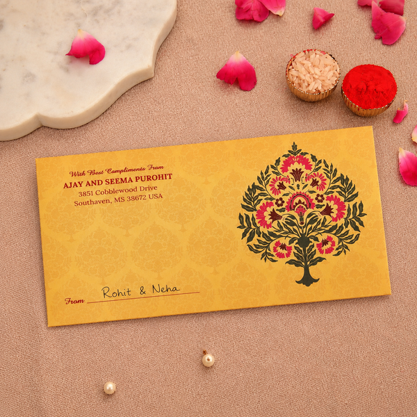 Personalised Yellow Print Matte Envelope 18.42x8.89 cm