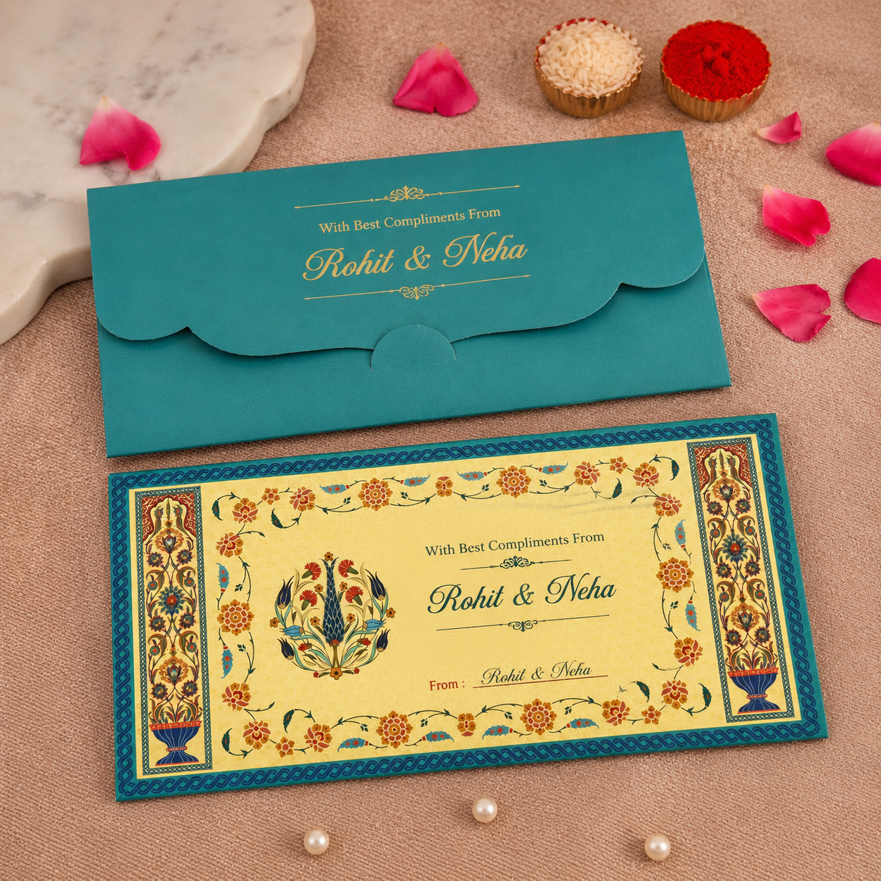 Personalised Heritage Blue Foil Envelope 18.42x8.89 cm