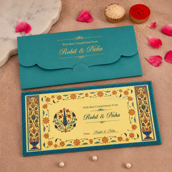 Personalised Heritage Blue Foil Envelope 18.42x8.89 cm