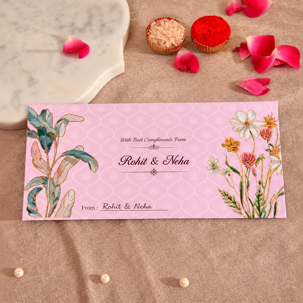 Personalised Pink Floral Foil Envelope 18.42x8.89 cm