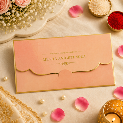 Personalised Pink Peacock Foil Envelope 18.42x8.89 cm