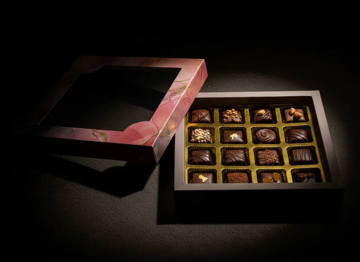 16 Cavity Folding Chocolates Packing Box - Purple | Grownex Packaging | Chocolate Box