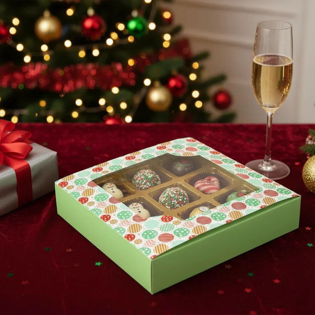 9 Cavity Folding Chocolates Packing Box - Floral Green | Grownex Packaging | Chocolate Box