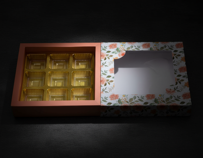 9 Cavity Folding Chocolates Packing Box - Floral White | Grownex Packaging | Chocolate Box