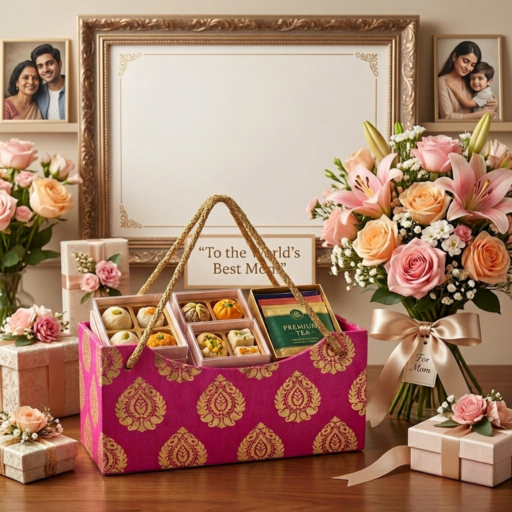 Handmade Rani Pink Designer Basket | Premium Festive Gift Basket