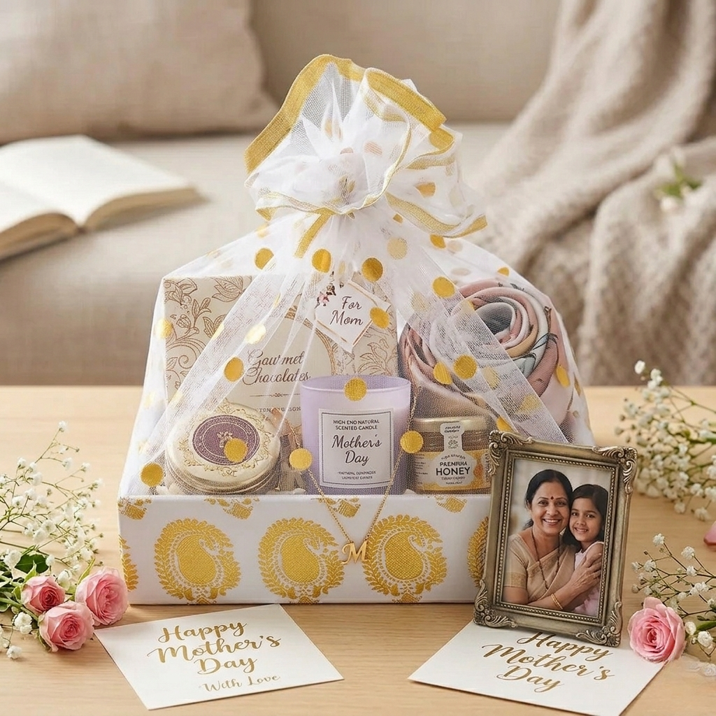Royal White Hamper Basket for Festive Gifting and Return Gifts