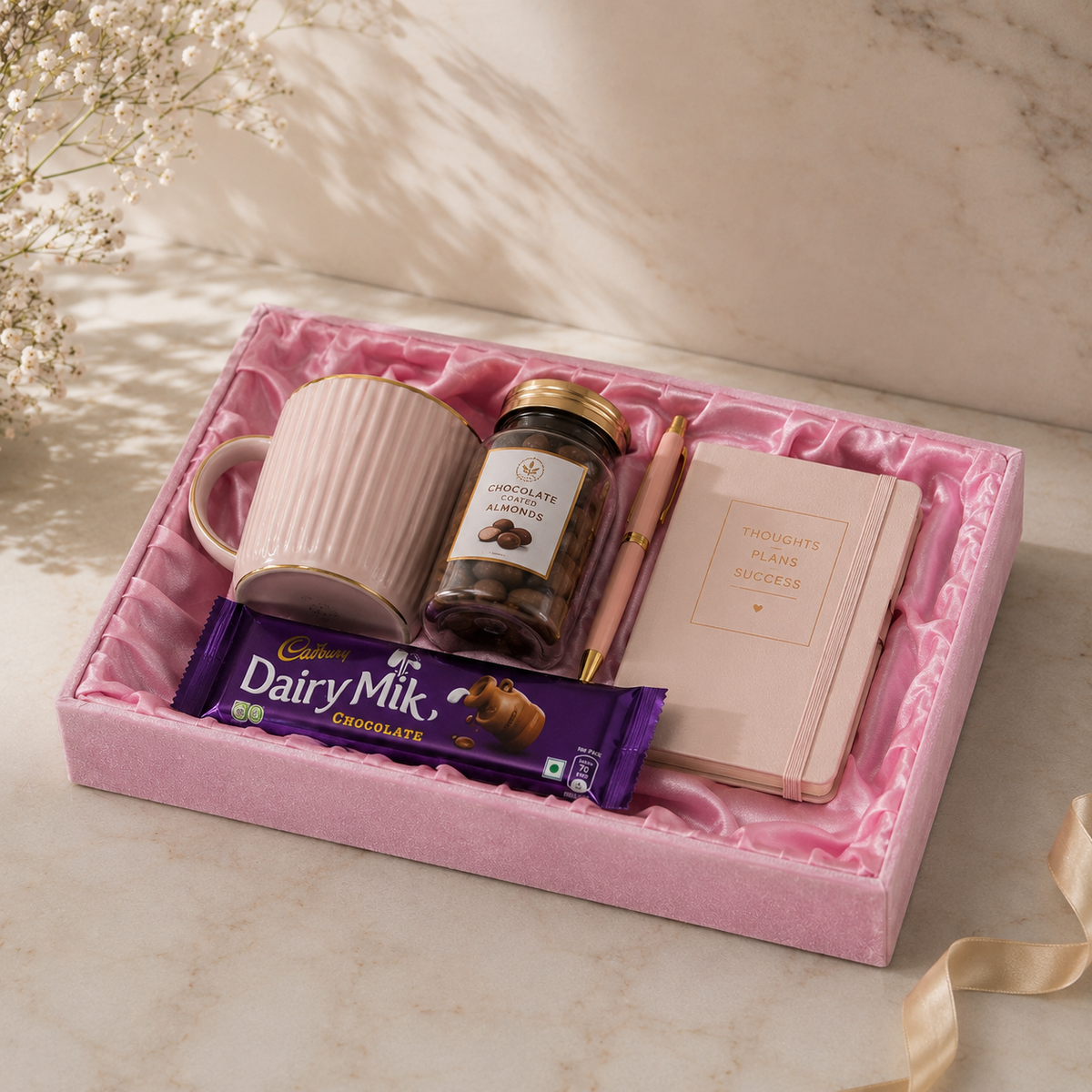 Baby Pink Velvet Wooden Tray (14 x 10 x 2 Inches)